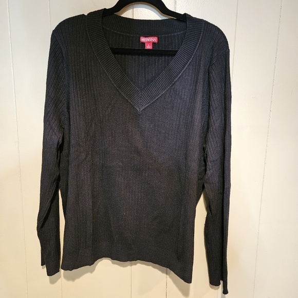 None Sweaters - Meroma Black Ribbed Cardigan Sweater – Size 3X, Stretchy, Office